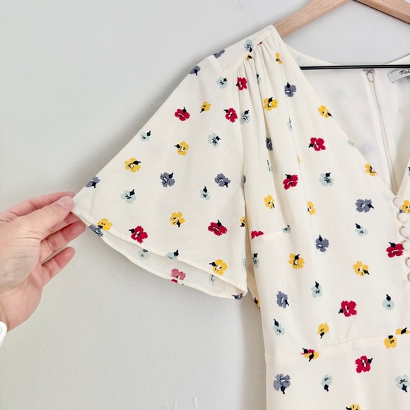 Madewell Orchard Flutter Sleeve Mini Dress Confetti Floral‎ White Cream Size 2 - Picture 10 of 13